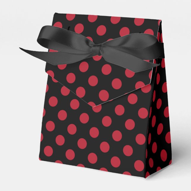 Rote und schwarze Polka-Punkte Geschenkschachtel (Vorderseite)