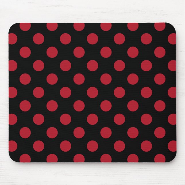 Rote und schwarze Polka-Punkte Mousepad (Vorne)