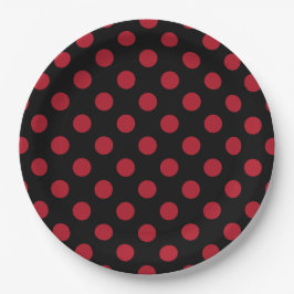 Rote und schwarze Polka-Punkte Pappteller
