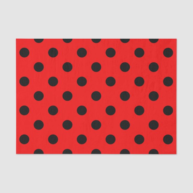 Rote und schwarze Polka-Punkte Seidenpapier (Vorderseite)