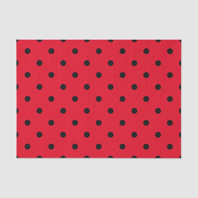 Rote und schwarze Polka-Punkte Seidenpapier (Vorderseite)