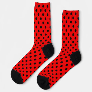 Rote und schwarze Polka-Punkte Socken