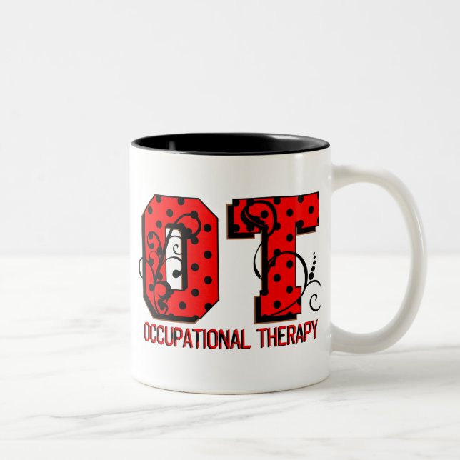Rote und schwarze Polka-Punkte Zweifarbige Tasse (Rechts)