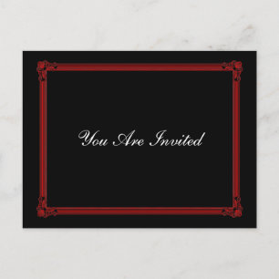 Rote und schwarze Poster-Art Hochzeit RSVP Postkar Einladungspostkarte