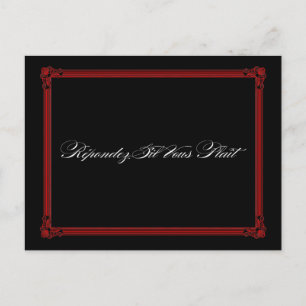 Rote und schwarze Poster-Art Hochzeit RSVP Postkar Einladungspostkarte