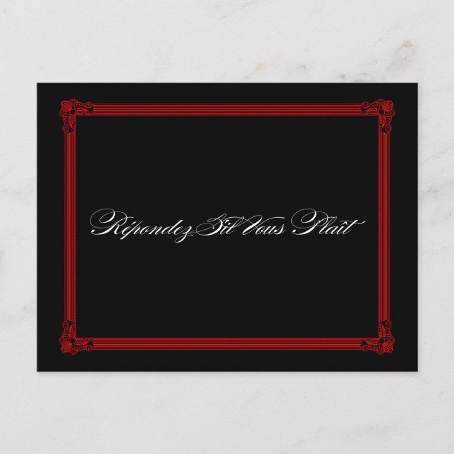 Rote und schwarze Poster-Art Hochzeit RSVP Postkar Einladungspostkarte (Vorderseite)