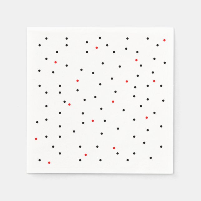 Rote und schwarze Punkte Party Napkins Serviette (Vorderseite)