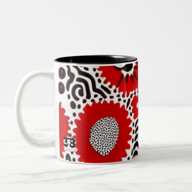 Rote und schwarze Punkte Zweifarbige Tasse (Links)