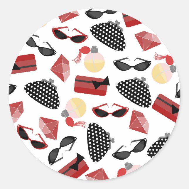 Rote und schwarze Purfume & Sonnenbrillen Sticker (Vorderseite)
