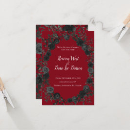 Rote und schwarze Rose Gothic Wedding Save the Dat Einladung