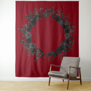 Rote und Schwarze Rose Hochzeit Wandteppich
