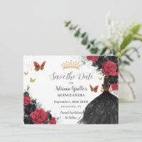 Rote und schwarze Rose Princess Gold Quinceañera
