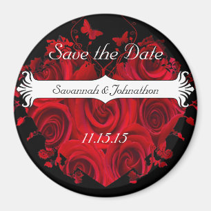 Rote und schwarze Rosen Herz Save-the-Date-Magnete Magnet