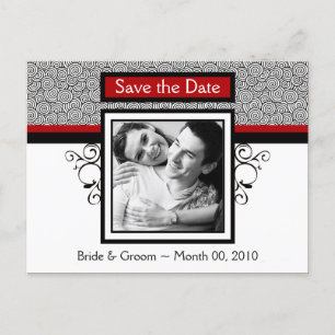 Rote und schwarze Save the Date Foto-Postkarten Ankündigungspostkarte