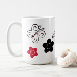 Rote und schwarze Schmetterlinge & Positions Kaffeetasse