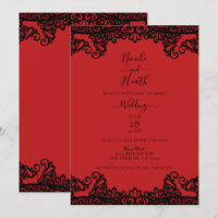 Rote und schwarze Spitzen Elegante Hochzeit