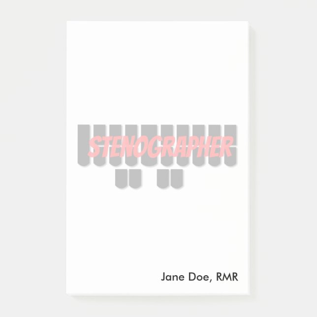 Rote und schwarze Stenograf Steno Post-it Klebezettel (Vorderseite)