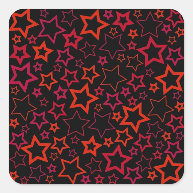 Rote und schwarze Sterne Quadratischer Aufkleber (Vorderseite)