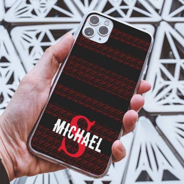 Rote und schwarze Streifen Ästhetik Custom Monogra Case-Mate iPhone Hülle (Von Creator hochgeladen)