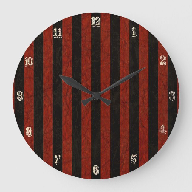 Rote und schwarze Streifen Große Wanduhr (Vorderseite)