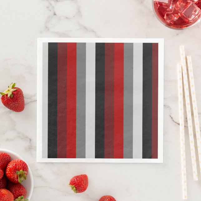 Rote und schwarze Streifen Serviette (Beispiel)