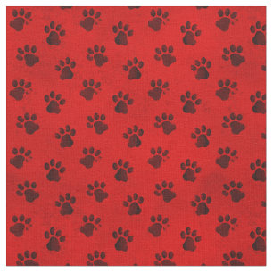 Rote und schwarze Tierkatzenpaw-Drucke Stoff