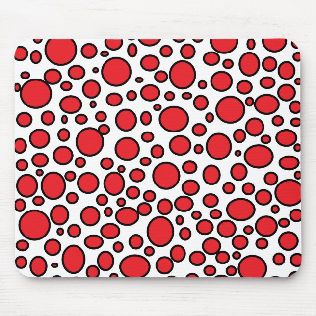 Rote und schwarze Tupfen Mousepad (Vorne)