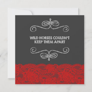 Rote und schwarze Vintage Tafel-Hochzeit Einladung