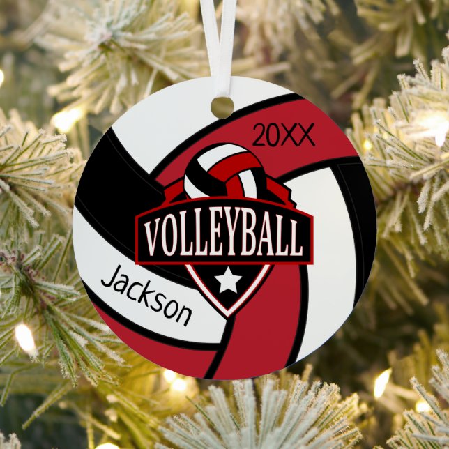 Rote und schwarze 🏐 Volleyball-Metallverzierung Ornament Aus Metall (InSitu)