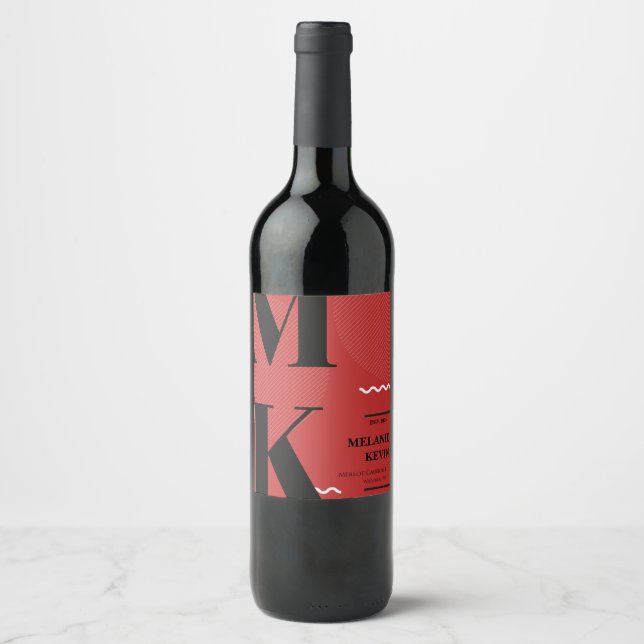 Rote und schwarze Weinetiketten Weinetikett (Vorderseite)