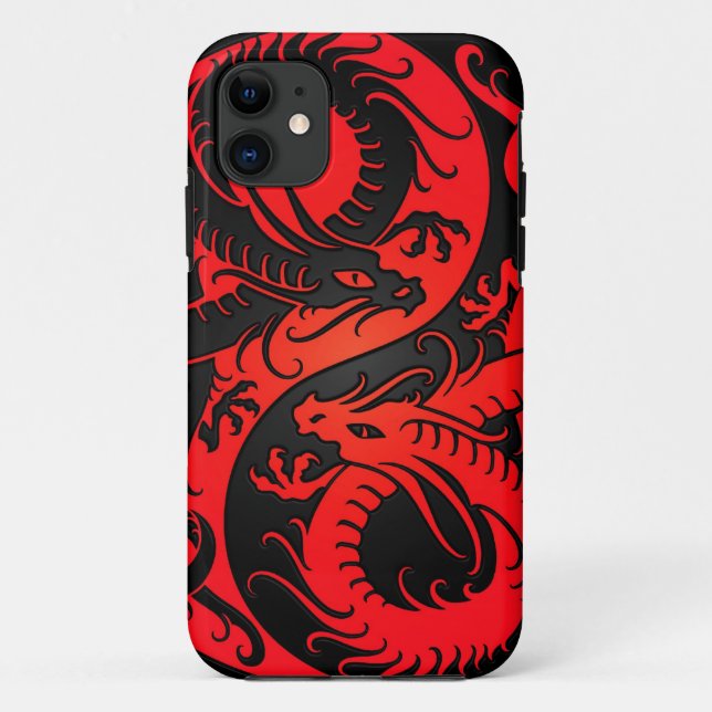 Rote und schwarze Yin Yang Chinese-Drachen Case-Mate iPhone Hülle (Rückseite)