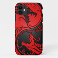 Rote und schwarze Yin Yang Drachen