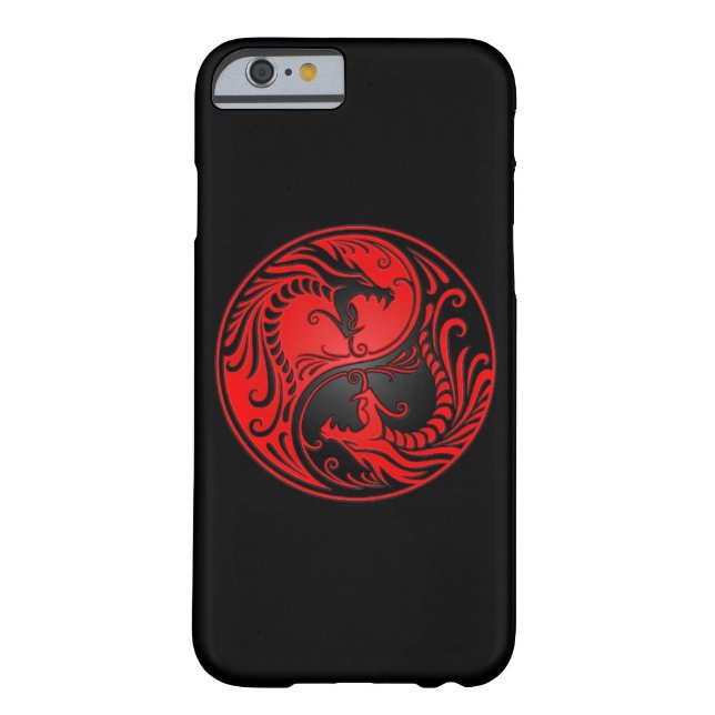 Rote und schwarze Yin Yang Drachen Case-Mate iPhone Hülle (Rückseite)