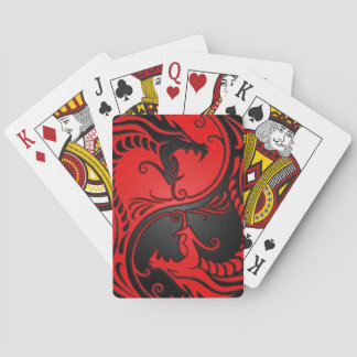 Rote und schwarze Yin Yang Drachen Spielkarten