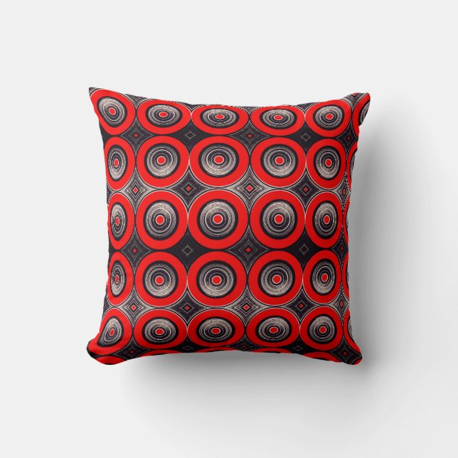 Rote und Schwarzes Kreise - Throw Pillow Kissen (Vorderseite)
