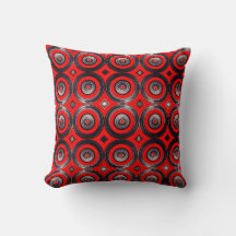 Rote und Schwarzes Kreise - Throw Pillow
