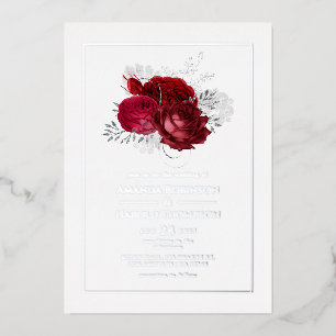 Rote und Silberblume Folieneinladung