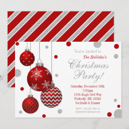 Rote und Silberne Bauern Weihnachtszeit Party Einl Einladung