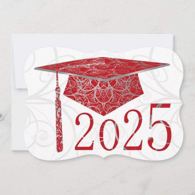 Rote und silberne Blütenkappe 2025 Karte (Vorderseite)