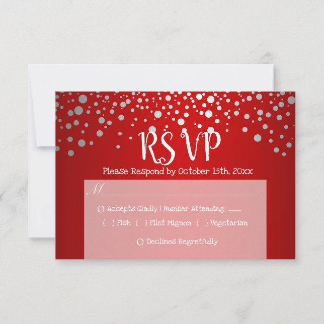 Rote und silberne Confetti-Punkte - UAWG RSVP Karte (Vorderseite)