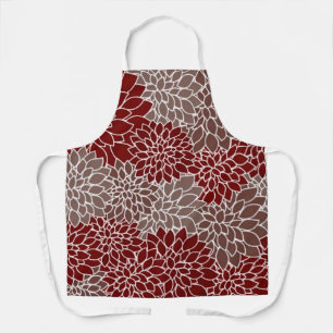 Rote und silberne Dahlien Schürze