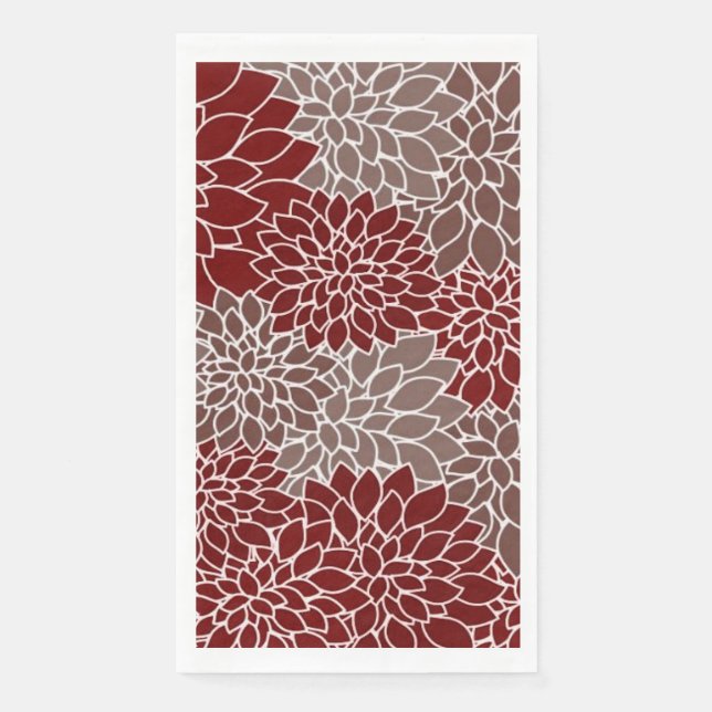Rote und silberne Dahlien  Serviette (Vorderseite)