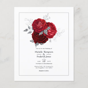 Rote und silberne florale Hochzeit Flyer