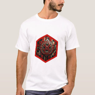 Rote und silberne keltische Knoten in einem sechse T-Shirt