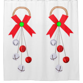 Rote und Silberne Weihnachtsschmuck Duschvorhang