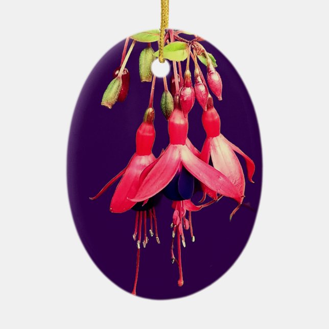 Rote und violette Blumen Keramik Ornament (Vorne)