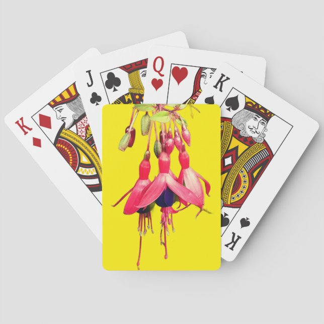 Rote und violette Blumen Spielkarten (Rückseite)