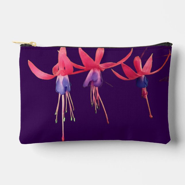 Rote und violette Blumen Zubehörtasche (Vorderseite)