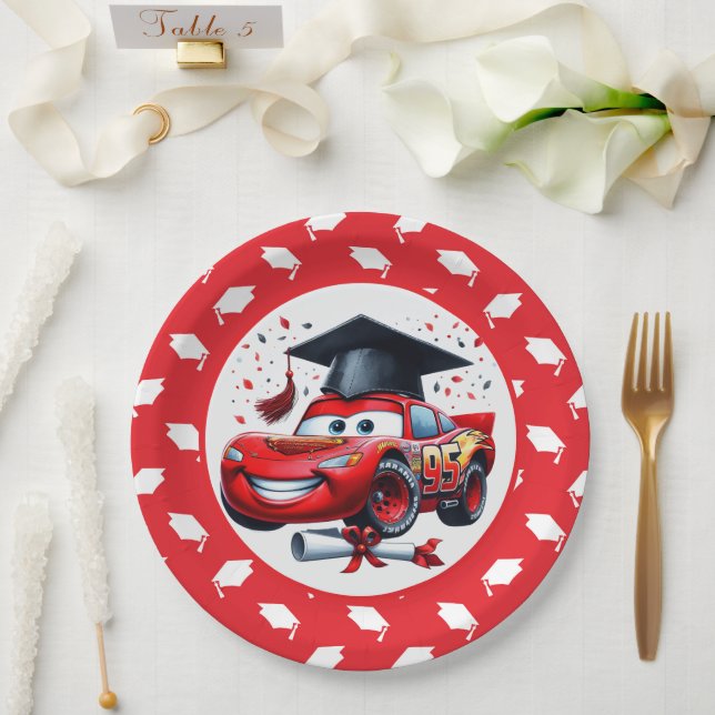 Rote und weiße Abschluss-Kindergarten  Pappteller (Hochzeit)