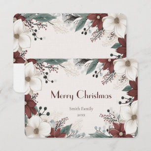Rote und weiße Aquarellfarben Weihnachten Dankeskarte